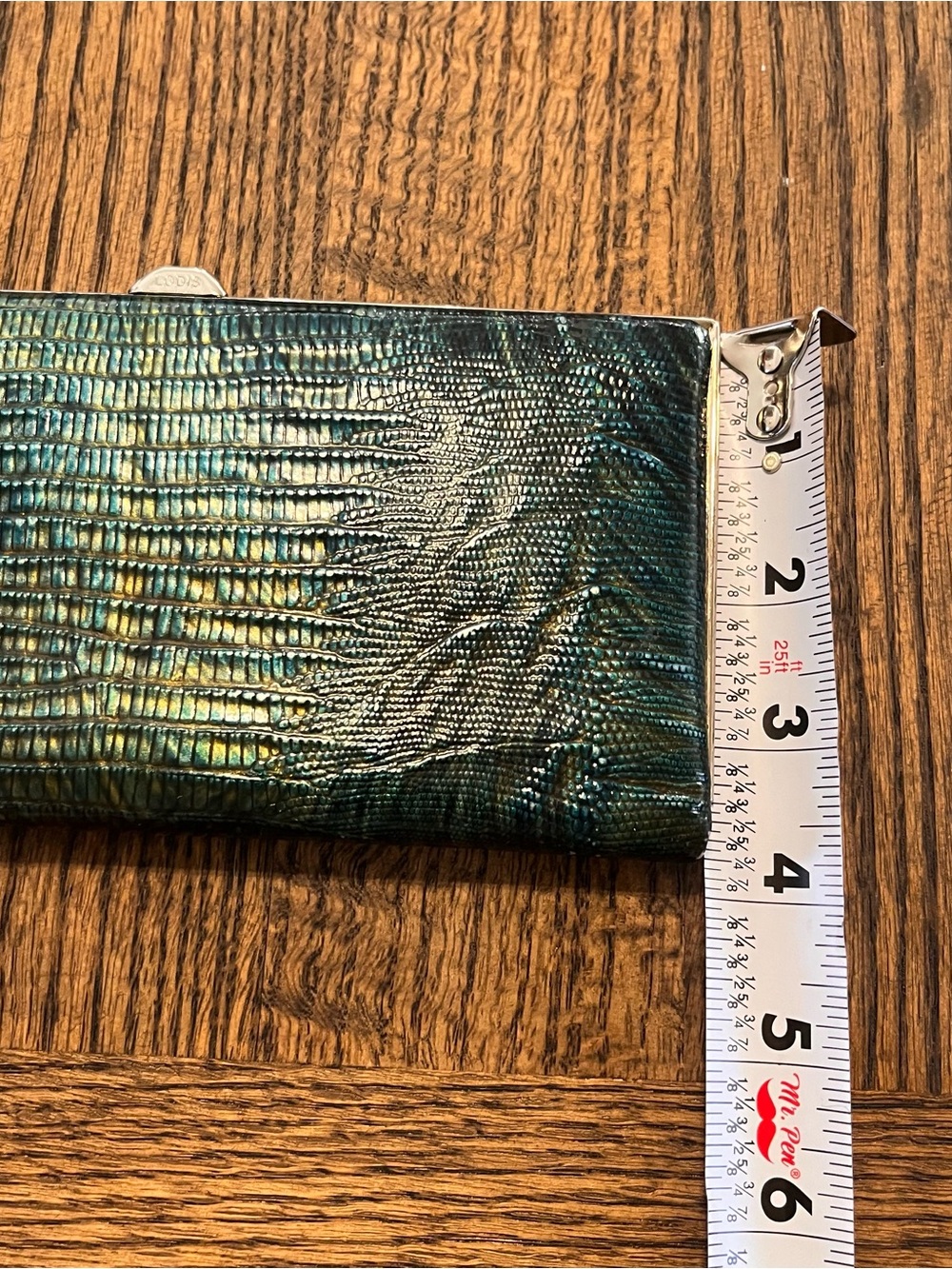 Lodis‎ Green Iridescent Reptile Print Women's Clutch Wallet - Picture 7 of 10